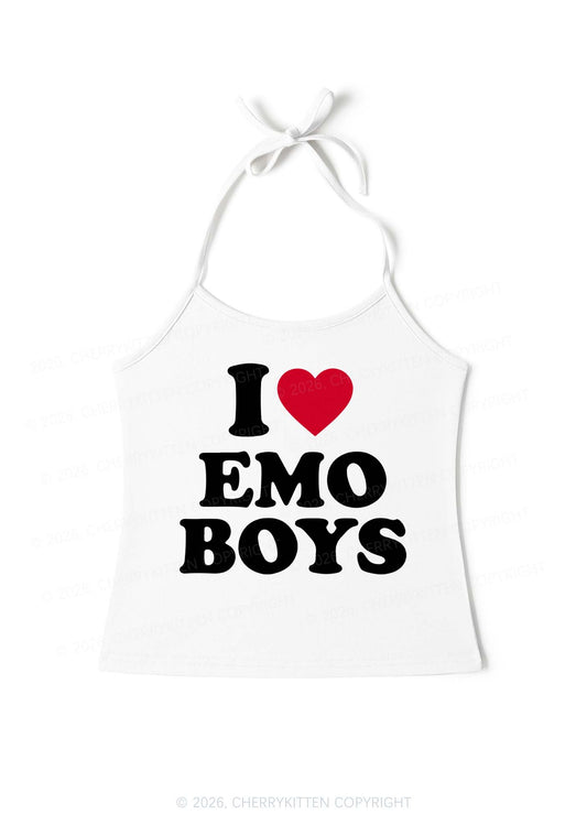I Love Emo Boys Y2K Halter Neck Cami Cherrykitten
