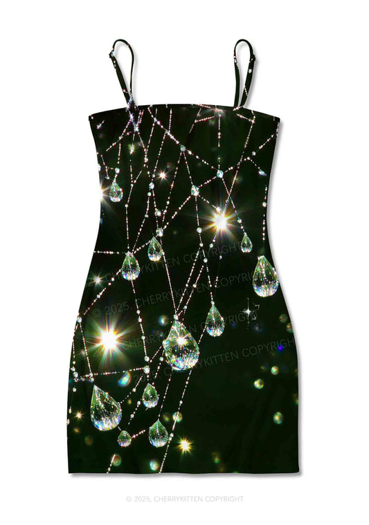 Dew Web Y2K Print Slip Dress Cherrykitten