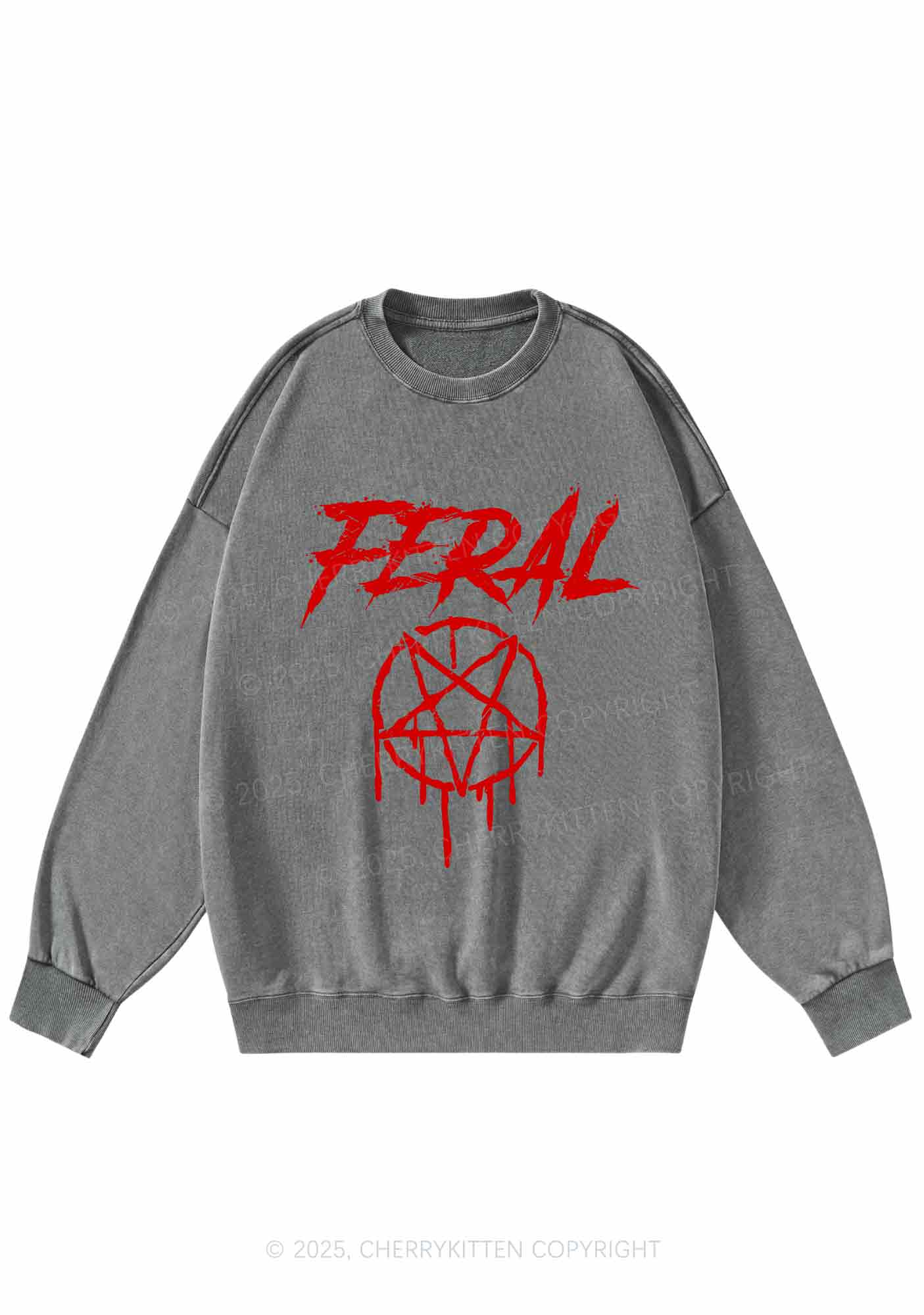 Halloween Feral Y2K Washed Sweatshirts Cherrykitten
