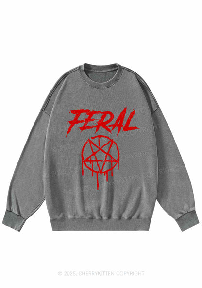 Halloween Feral Y2K Washed Sweatshirts Cherrykitten
