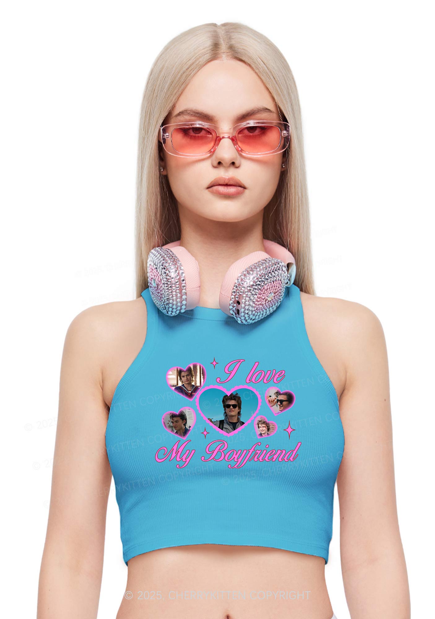 I Love My Boyfriend SH Y2K Crop Tank Top Cherrykitten