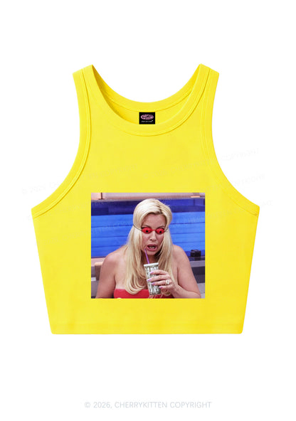 Red Eyeball Blonde Y2K Crop Tank Top Cherrykitten