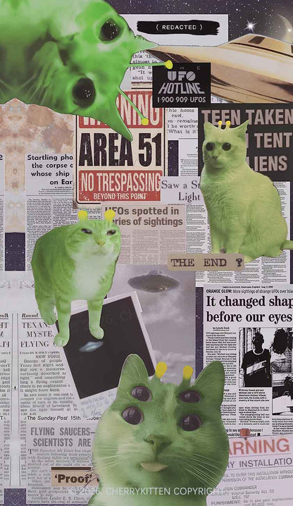 Green Alien Kitten Y2K Phone Case Cherrykitten