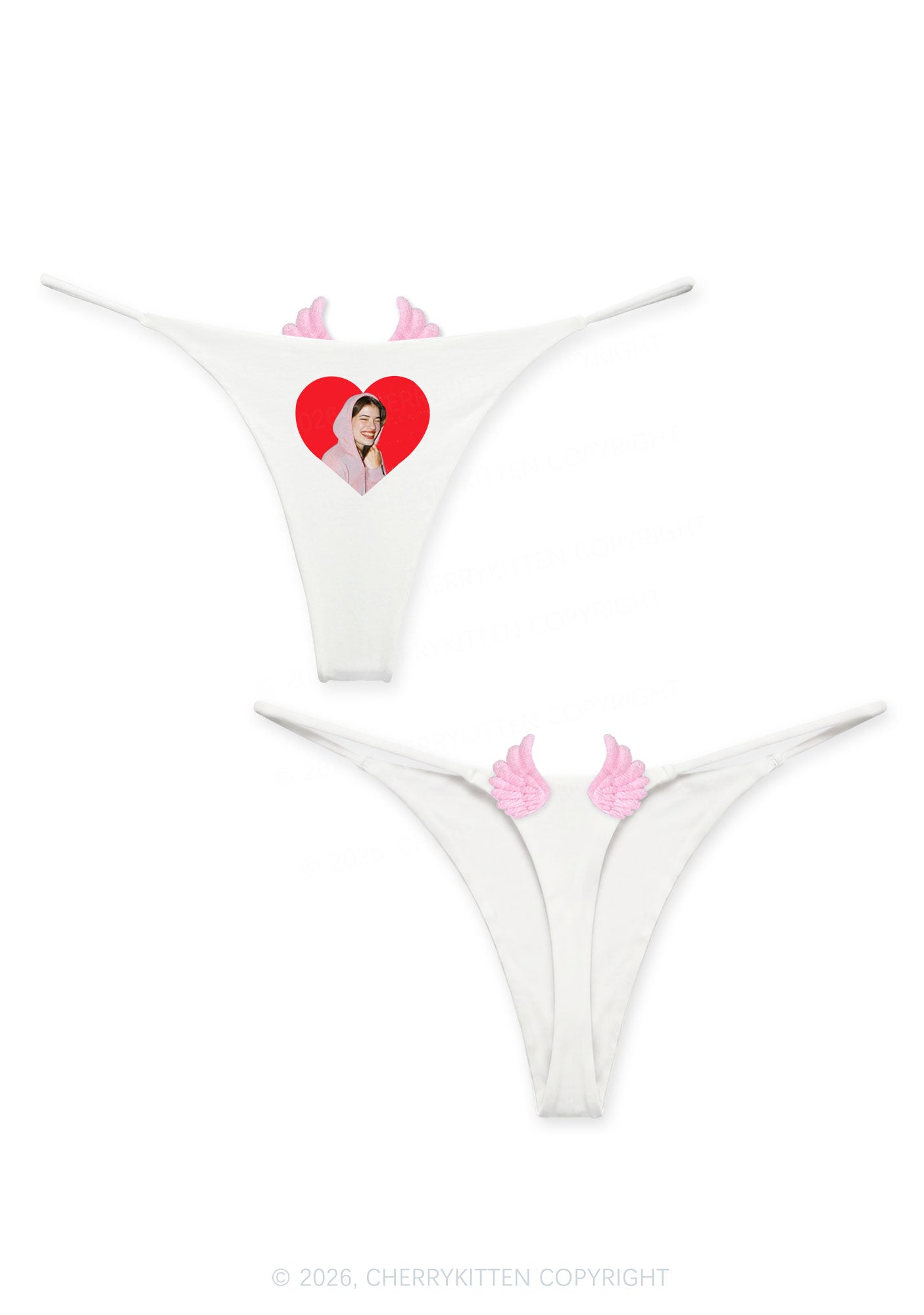 Custom Portrait Y2K Goth Angel Wings Bikini String Thong Cherrykitten