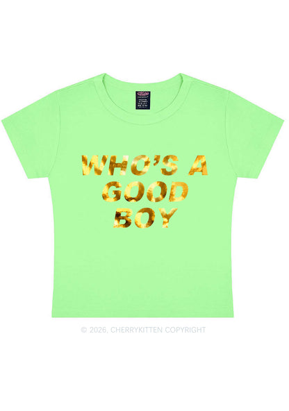 Whos A Good Boy Silver Foil Printed Y2K Baby Tee Cherrykitten