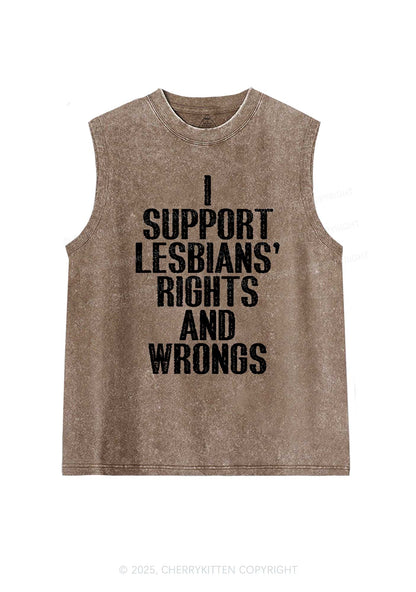 Support Lesbians Rights Pride Y2K Washed Muscle Tank Cherrykitten