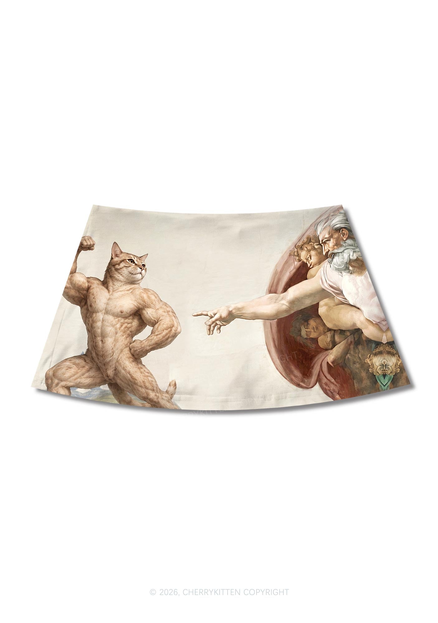 Gym Cat God Touch Y2K Print Mini Skirt Cherrykitten
