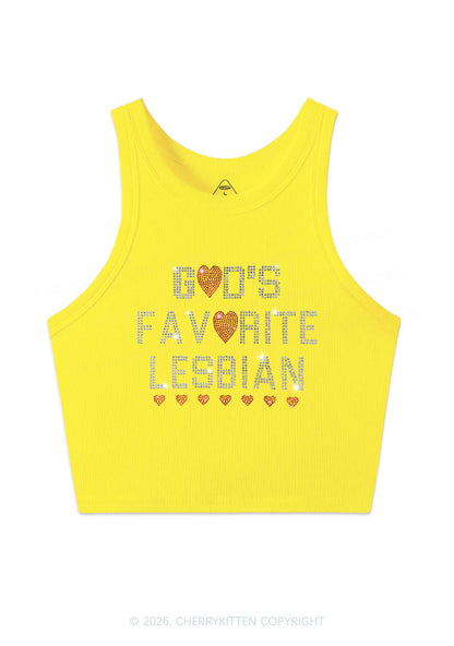 Rhinestone Gods Favorite Lesbian Pride Y2K Crop Tank Top Cherrykitten