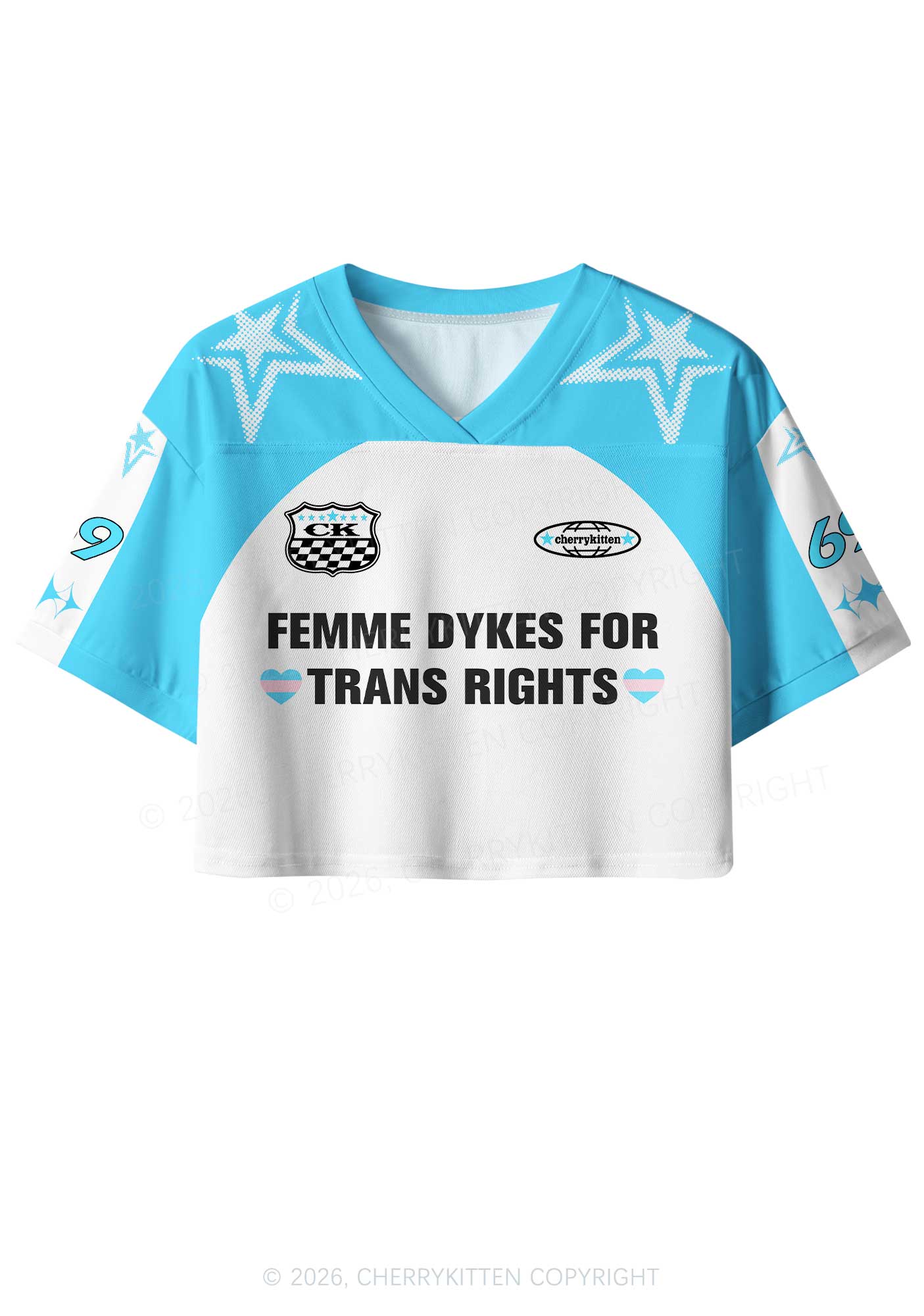 Femme Dykes For Trans Rights Pride Y2K Crop Sport Jersey Shirts Cherrykitten