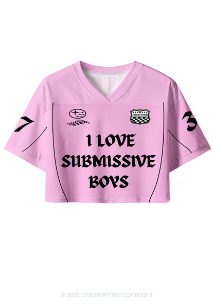 Custom Pink I Love S Boys Y2K Crop Sport Jersey Shirts Cherrykitten