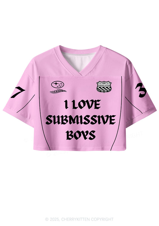 Custom Pink I Love S Boys Y2K Crop Sport Jersey Shirts Cherrykitten