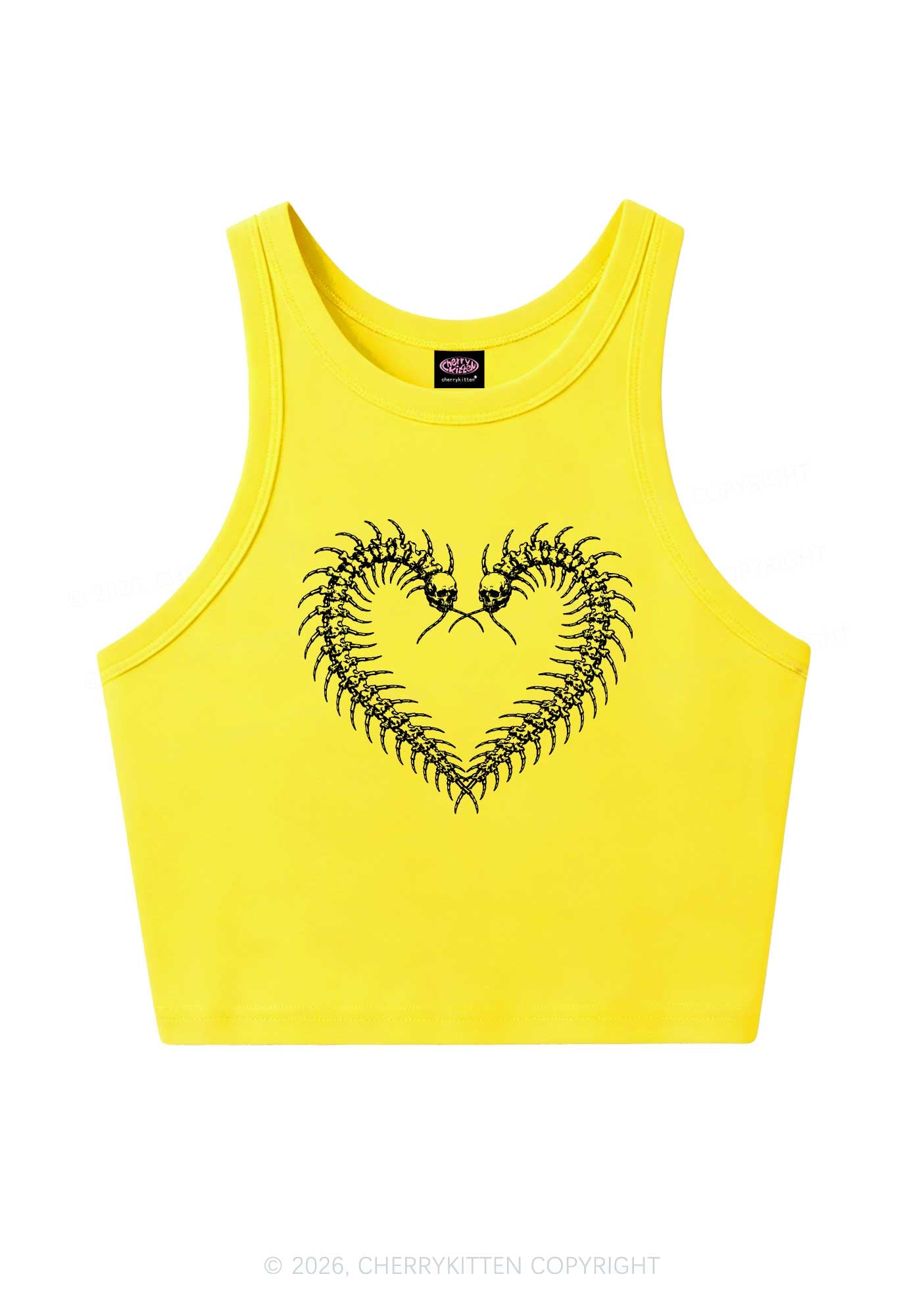 Halloween Centipede Heart Shape Y2K Crop Tank Top Cherrykitten