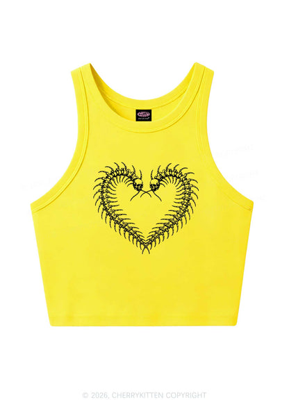 Halloween Centipede Heart Shape Y2K Crop Tank Top Cherrykitten