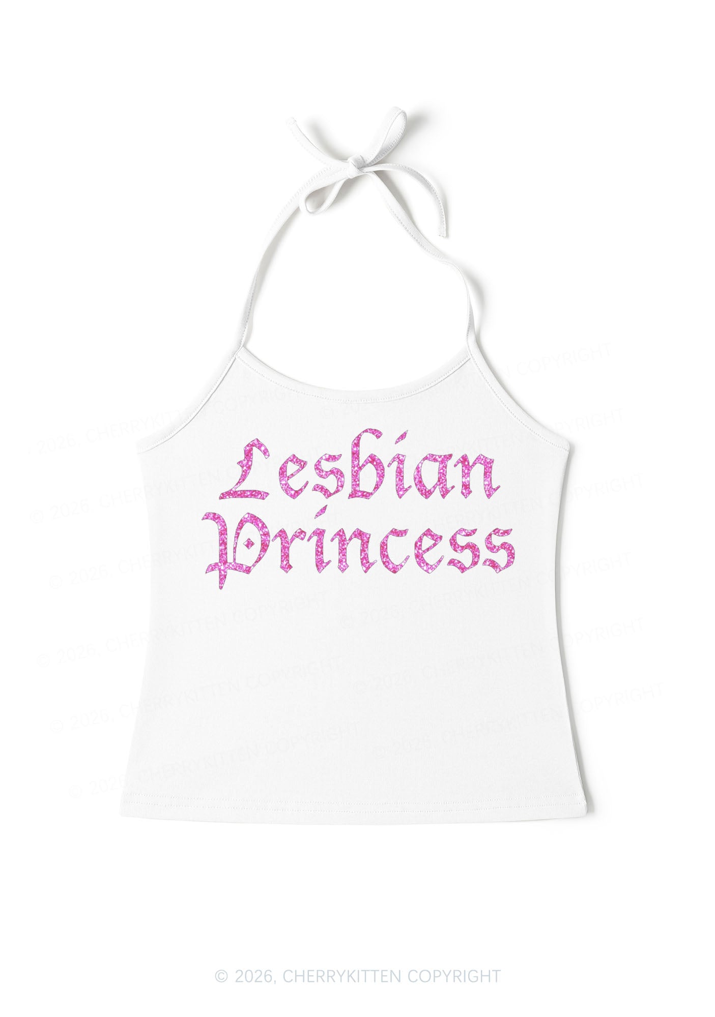 Glitter Lesbian Princess Pride Y2K Halter Neck Cami Cherrykitten