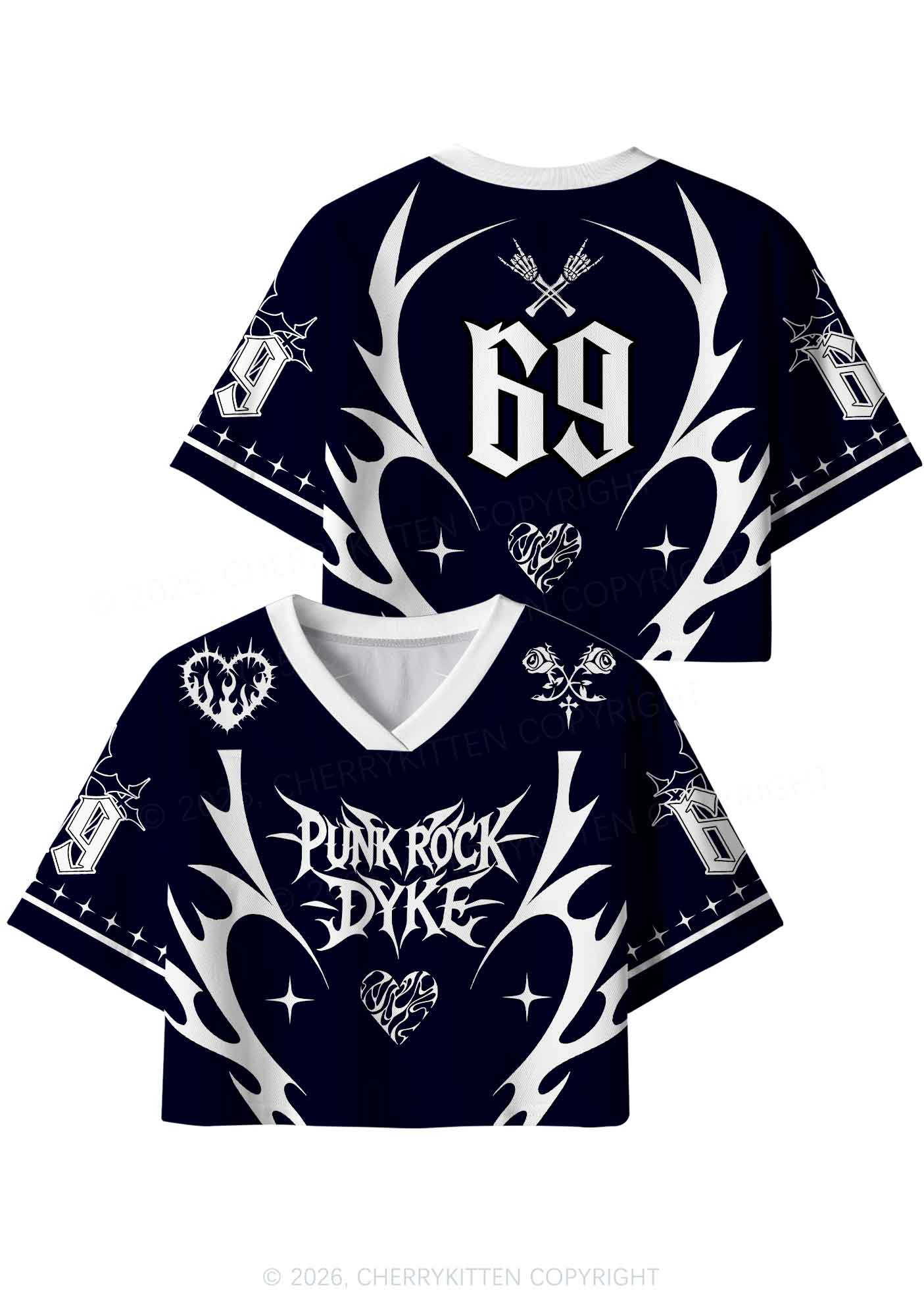 Punk Rock Dyke Pride Y2K Crop Sport Jersey Shirts Cherrykitten