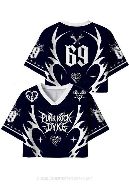 Punk Rock Dyke Pride Y2K Crop Sport Jersey Shirts Cherrykitten