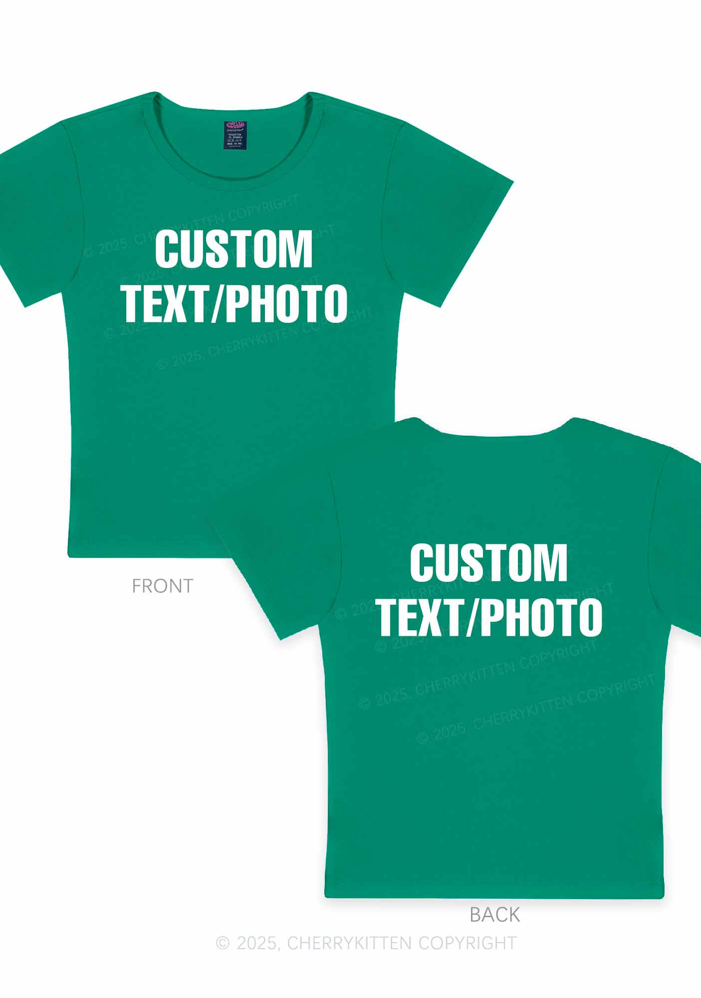 Custom Text Two Sides Y2K Baby Tee Cherrykitten