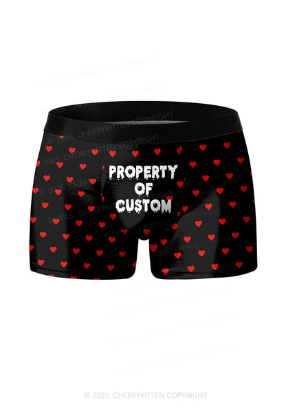 Property Of Custom Valentine's Day Y2K Print Couples Boxer Thong Set Cherrykitten