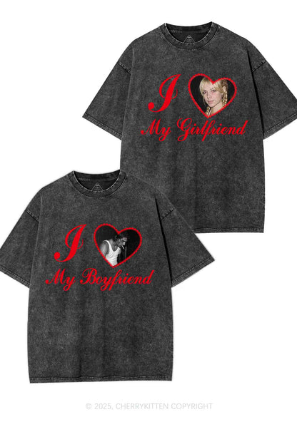 Custom Heart My BF GF Y2K Valentine's Day Washed Tee Cherrykitten