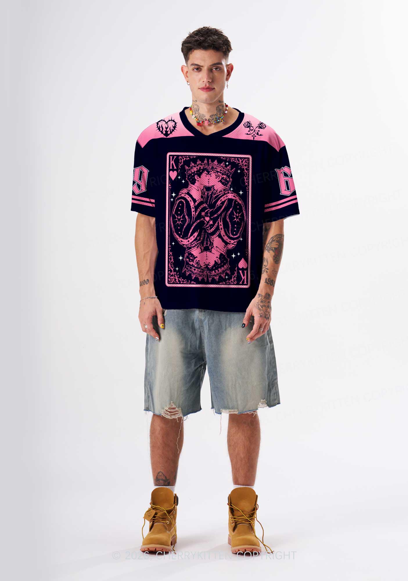 Pink Black Gay King Pride Y2K Sport Jersey Shirts Cherrykitten