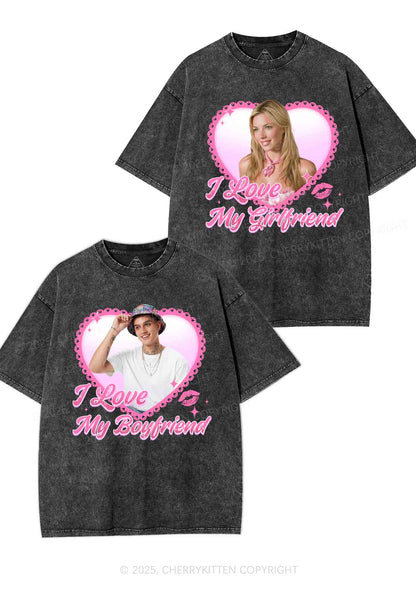 Custom Love My GF BF Photo Y2K Valentine's Day Washed Tee Cherrykitten