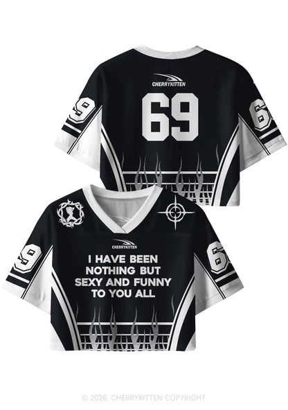 Black I Have Been Funny Y2K Crop Sport Jersey Shirts Cherrykitten