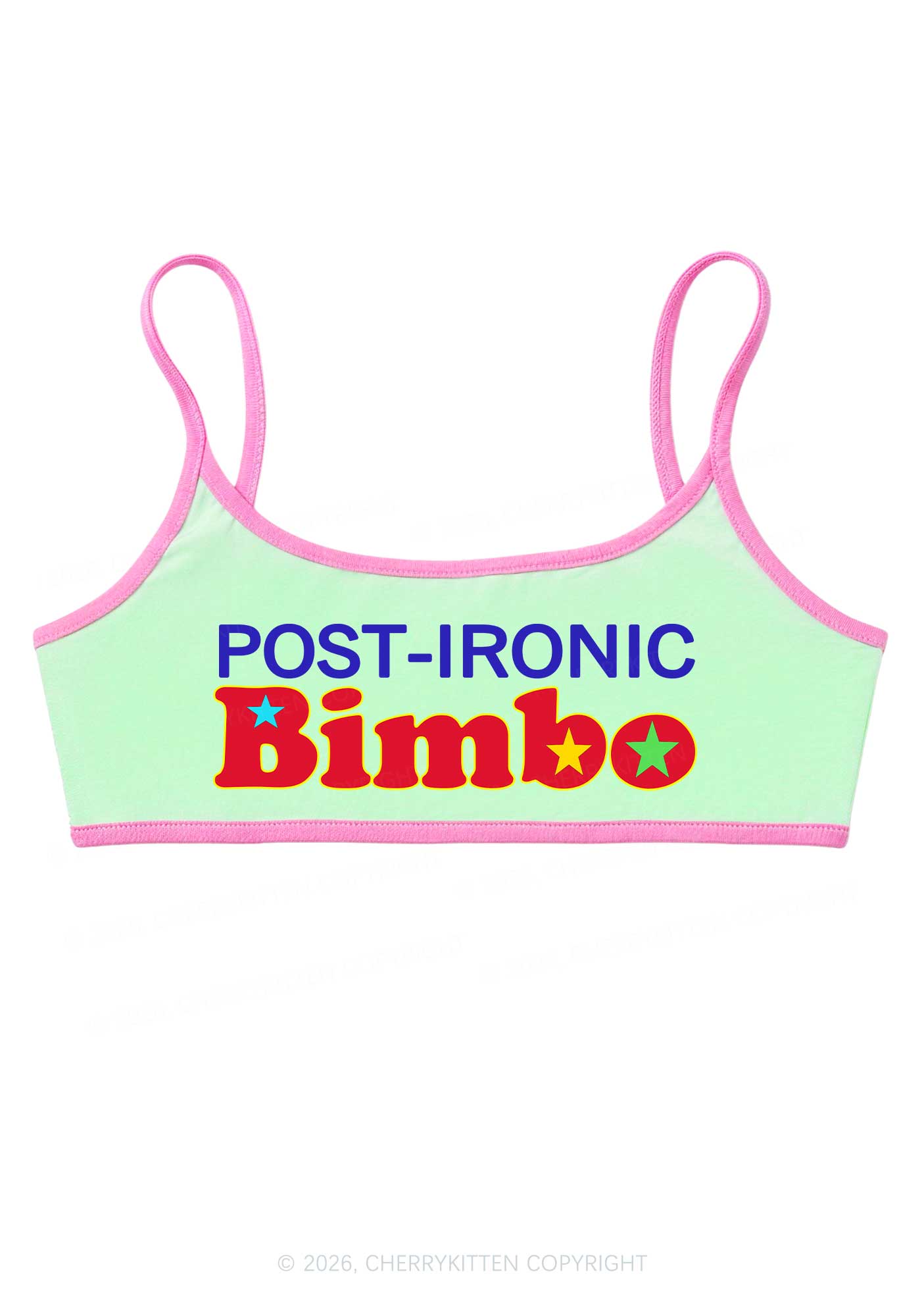 Post Ironic Bimbo Y2K Super Crop Cami Cherrykitten