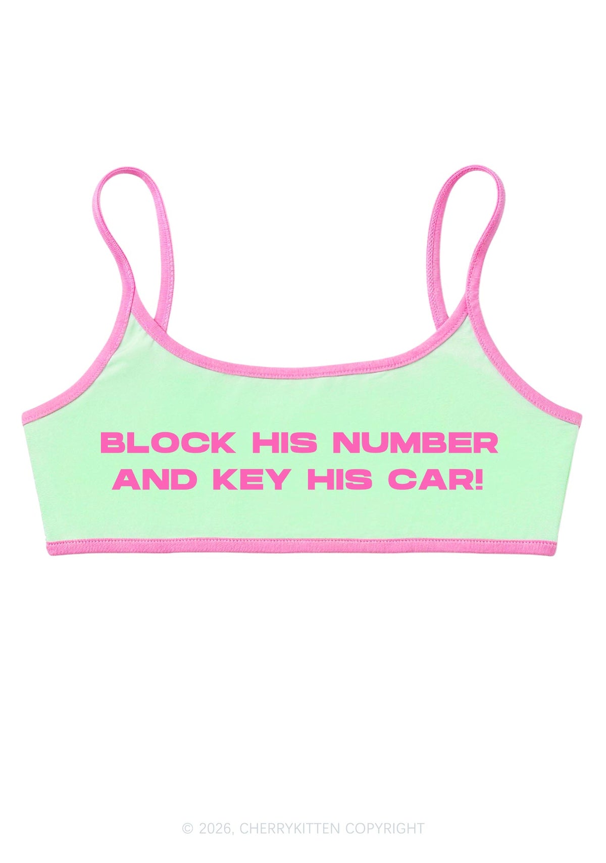 Block His Number Y2K Super Crop Cami Cherrykitten