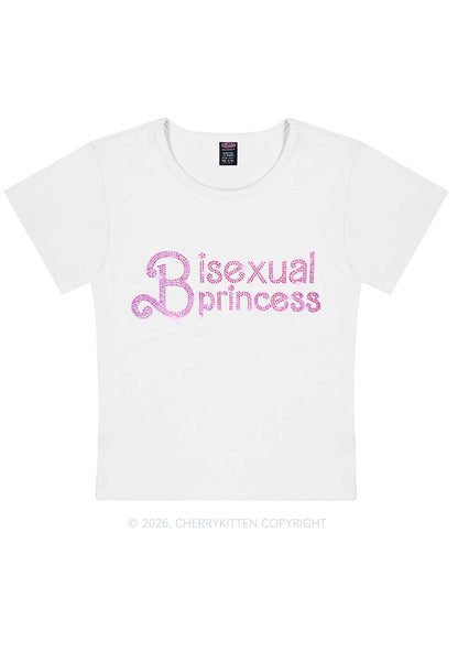 Rhinestone Bisexual Princess Pride Y2K Baby Tee Cherrykitten