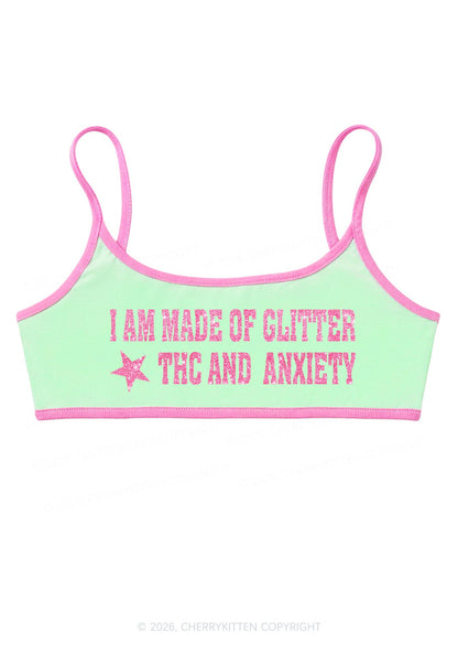 Made Of Glitter Thc Anxiety Y2K Super Crop Cami Cherrykitten