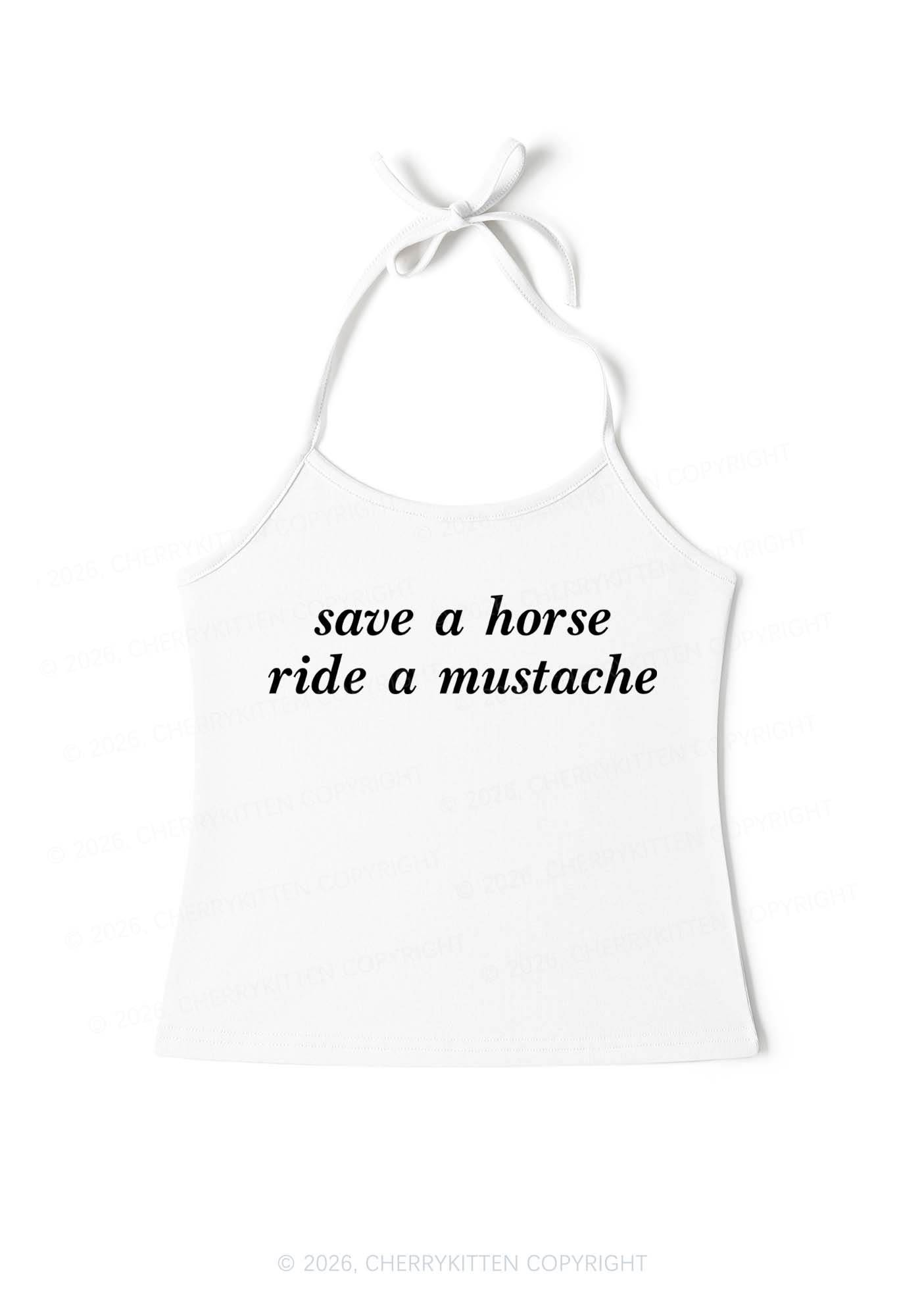 Ride A Mustache Y2K Halter Neck Cami Cherrykitten
