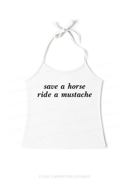 Ride A Mustache Y2K Halter Neck Cami Cherrykitten