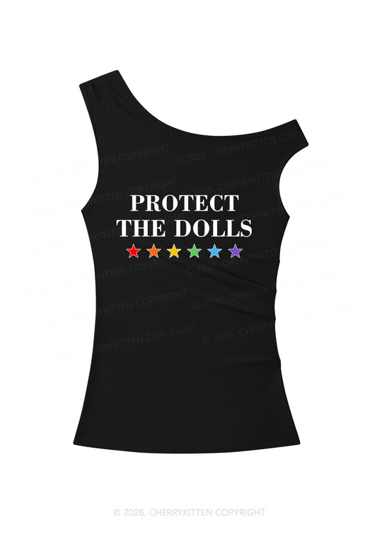 Protect The Dolls Pride Y2K Off Shoulder Tank Top Cherrykitten