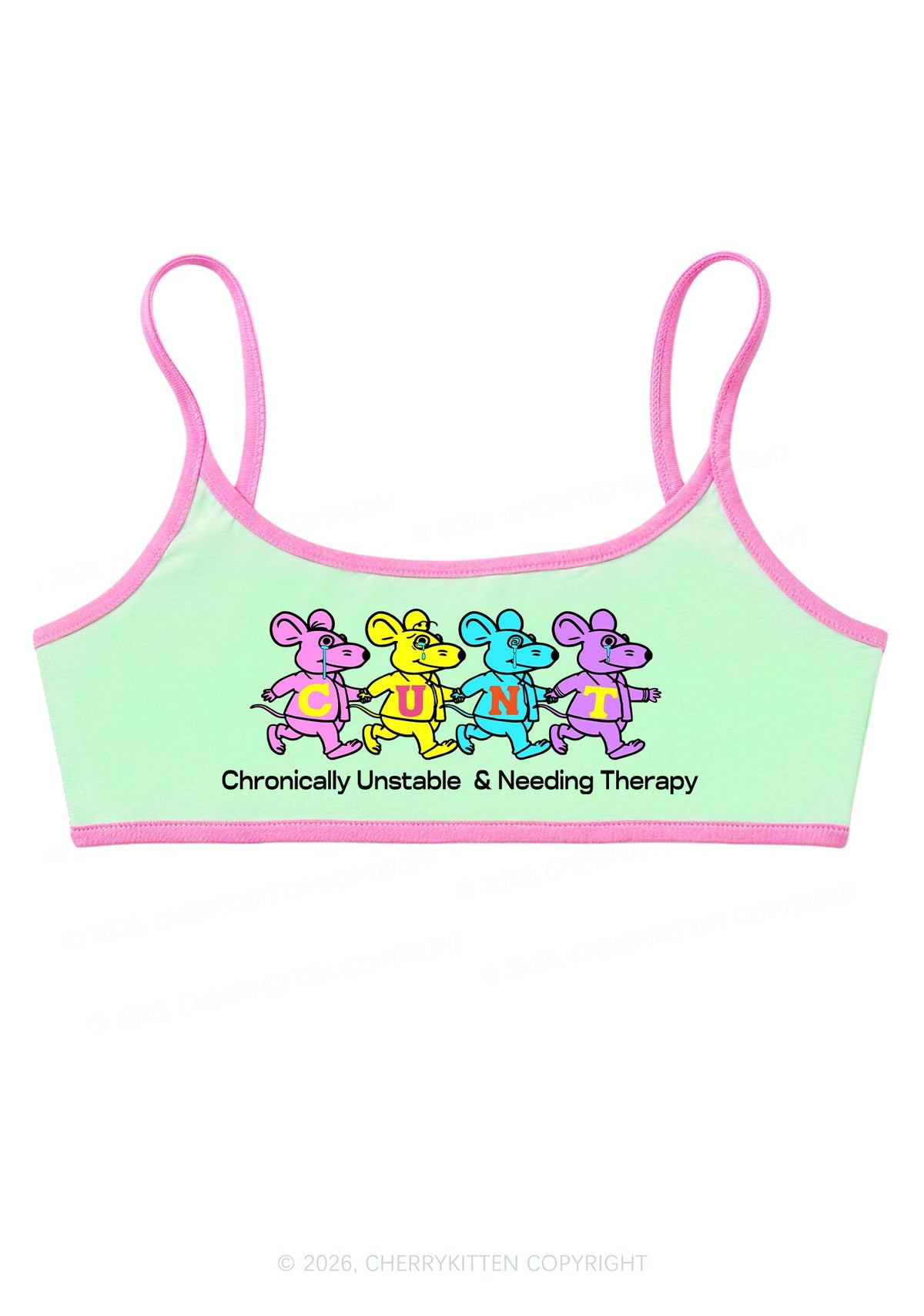 Chronically Unstable Needing Therapy Y2K Super Crop Cami Cherrykitten