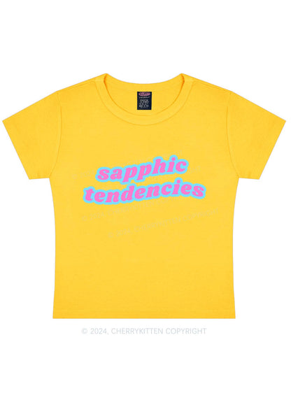 Sapphic Tendencies Y2K Baby Tee Cherrykitten