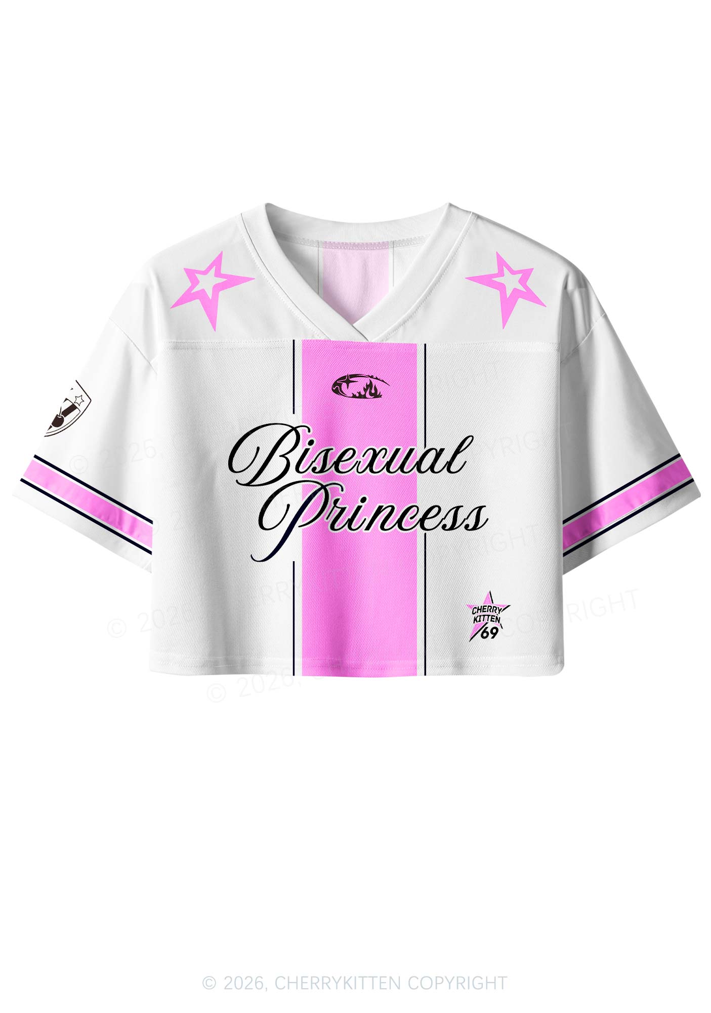 White Bisexual Princess Pride Y2K Crop Sport Jersey Shirts Cherrykitten