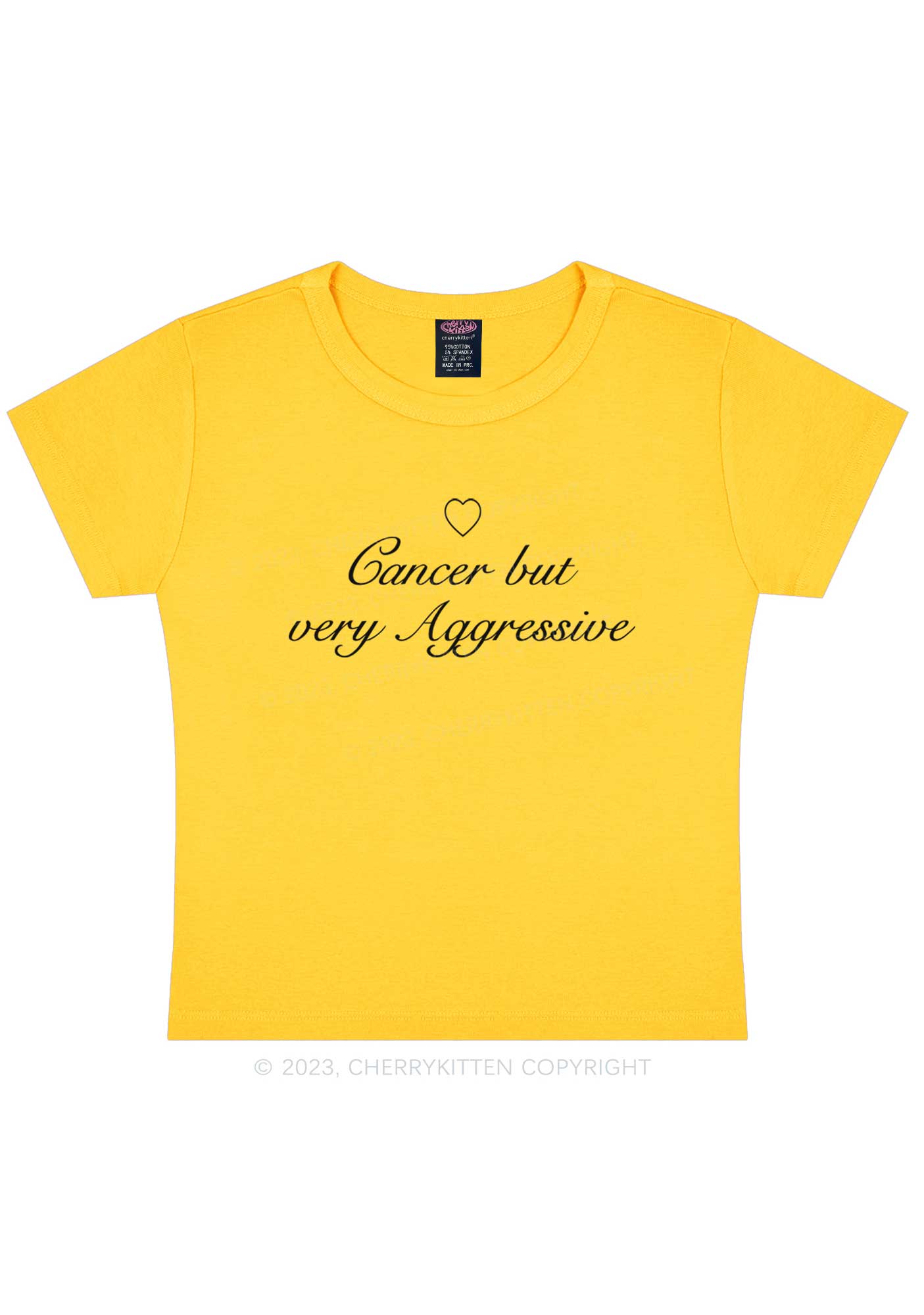 Cancer But Very Aggressive Y2K Baby Tee Cherrykitten