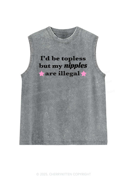 Nixxles Are Illegal Y2K Washed Muscle Tank Cherrykitten