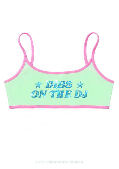 Rhinestone Dibs On The Dj Y2K Super Crop Cami Cherrykitten