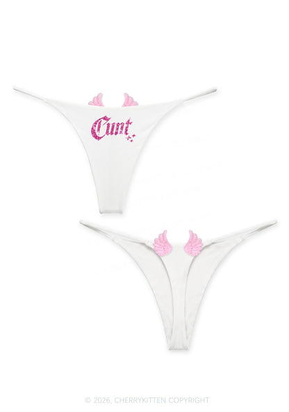 Glitter Special Cxxt Y2K Goth Angel Wings Bikini String Thong Cherrykitten