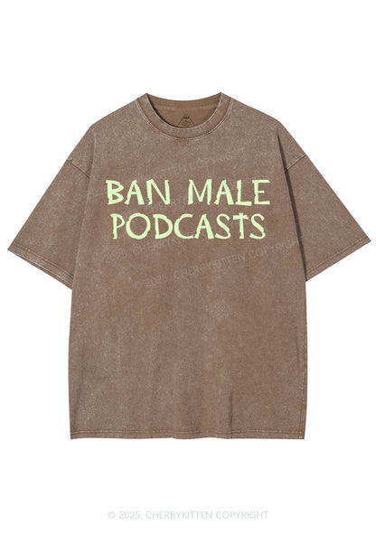 Ban Male Podcasts Y2K Shirts Washed Tee Cherrykitten