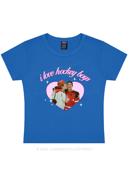 I Love Hockey Boys HR Y2K Baby Tee Cherrykitten