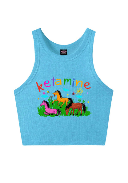 Rainbow K Pony Y2K Crop Tank Top Cherrykitten