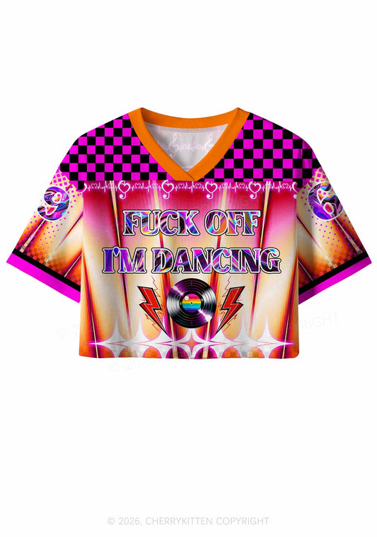 Fxxk Off Im Dancing Heartbeat Y2K Crop Sport Jersey Shirts Cherrykitten