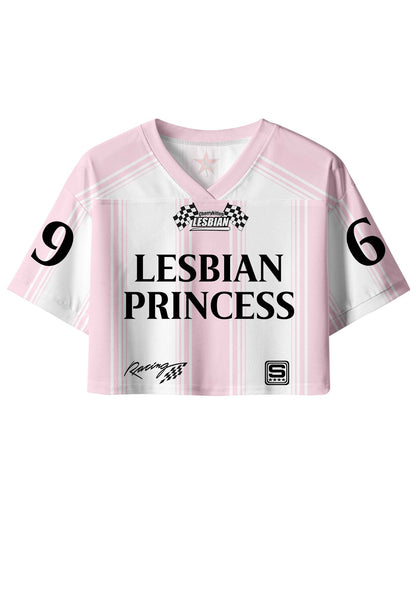 Pale Pink Lesbian Princess Pride Y2K Crop Sport Jersey Shirts Cherrykitten