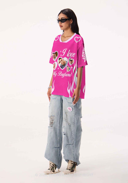 Hot Pink Custom GF BF Photo Y2K Sport Jersey Shirts Cherrykitten