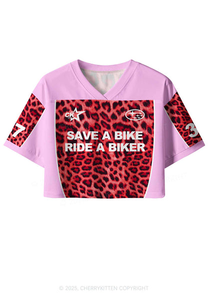 Custom Leopard Save Bike Ride Biker Y2K Crop Sport Jersey Shirts Cherrykitten