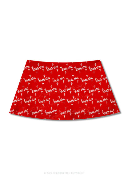 Halloween Goth Slxt Y2K Print Mini Skirt Cherrykitten