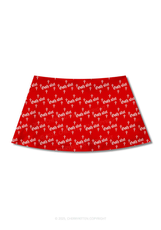 Halloween Goth Slxt Y2K Print Mini Skirt Cherrykitten