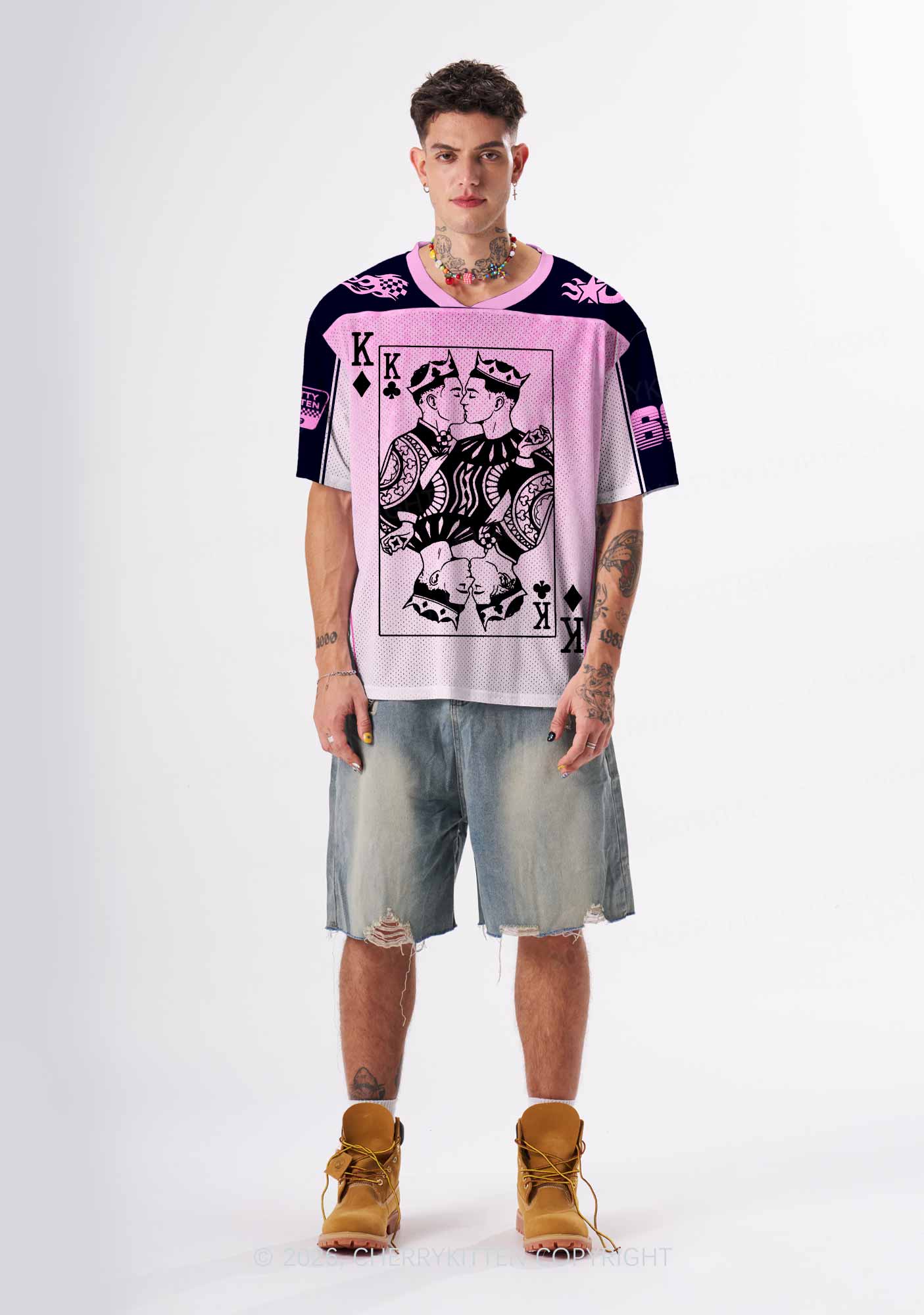 Pink Gradient Gay King Pride Y2K Sport Jersey Shirts Cherrykitten